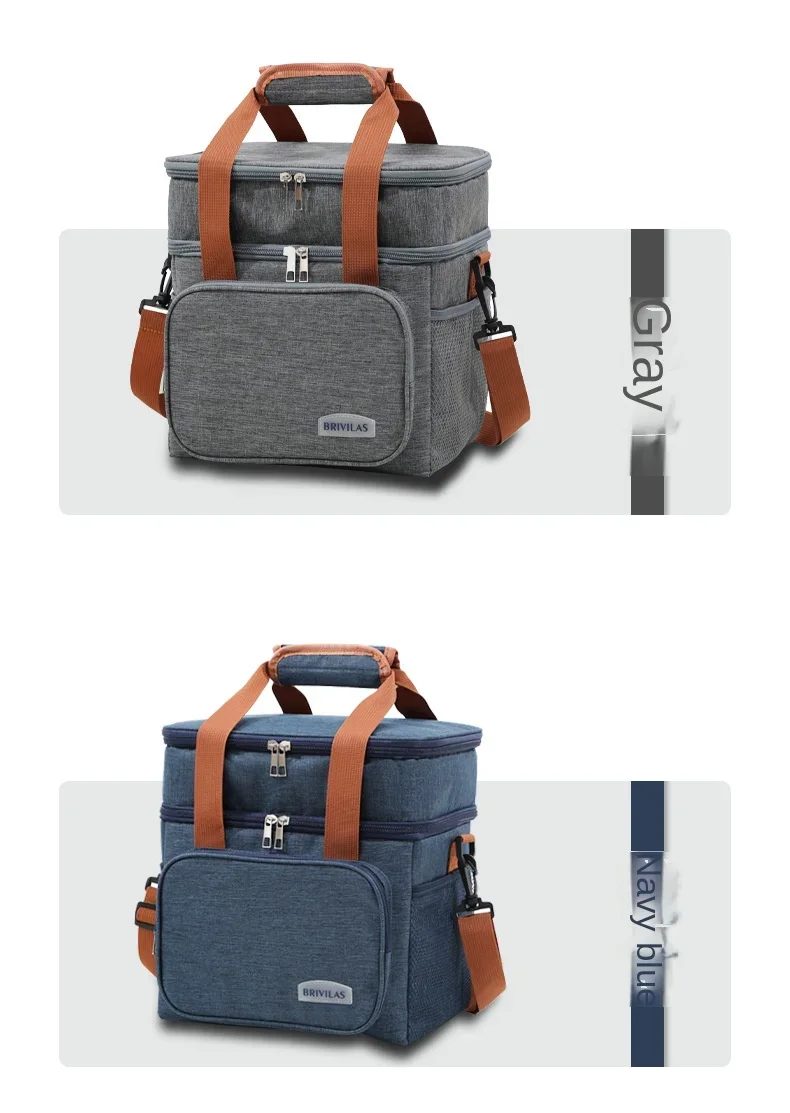 Tragbare Lunchtaschen mit doppelter Schicht, Lebensmittelbox, robuste Camping-Rucksäcke aus Oxford-Gewebe, Kühlbox, große Kapazität, ideal für Picknicks, langlebig, für Grillabende im Freien. – Detail 7