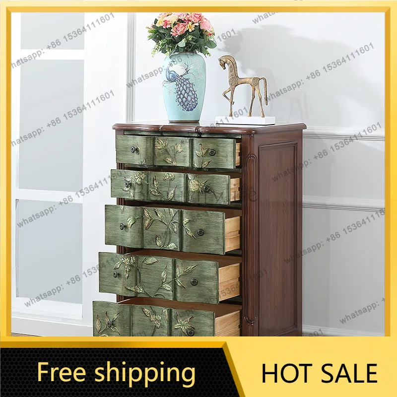 LD American retro foyer storage cabinet living room corridor painted decorative cabinet
