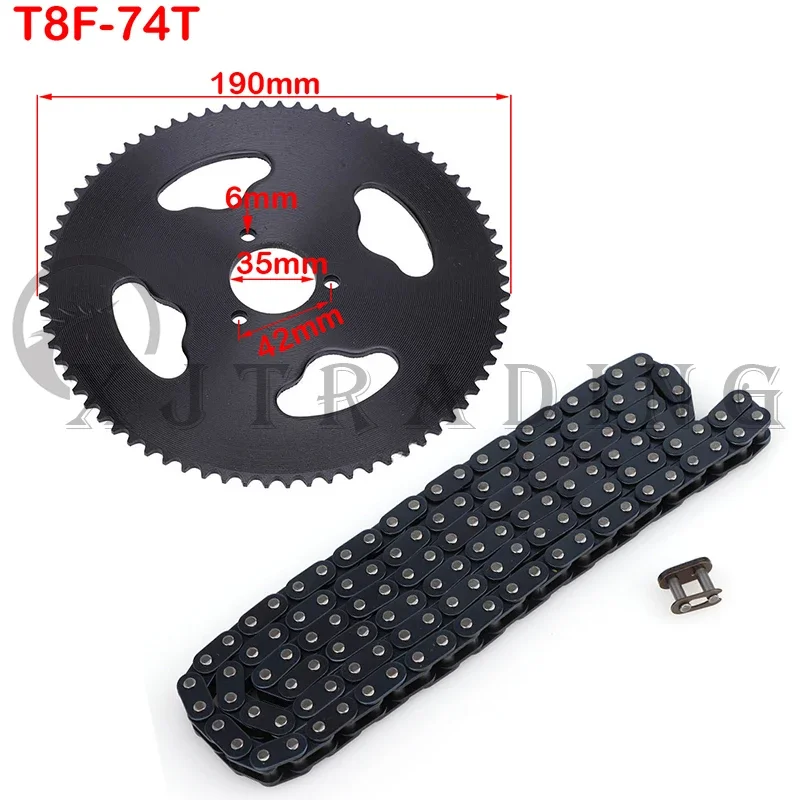 T8F 38/44/54/58/64/74T Teeth Sprocket With T8F 136L Links chain For 47cc 49cc 2 Stroke Mini Moto Atv Quad Motorcycle Accessories