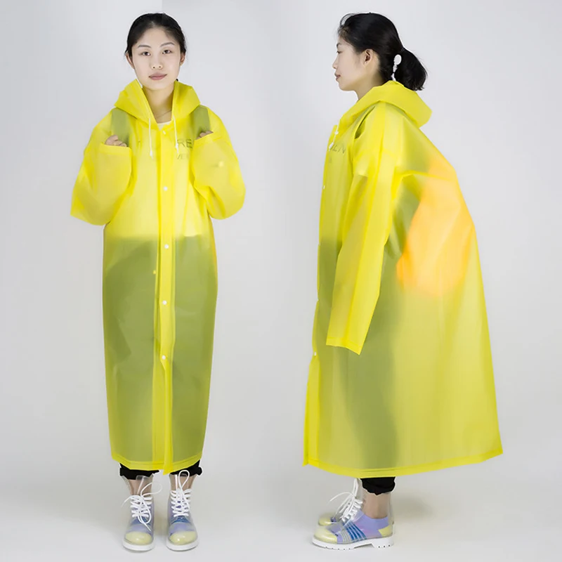 Impermeabile da uomo impermeabile da donna giacca lunga bottone EVA impermeabile con cappuccio cappotti Poncho impermeabile