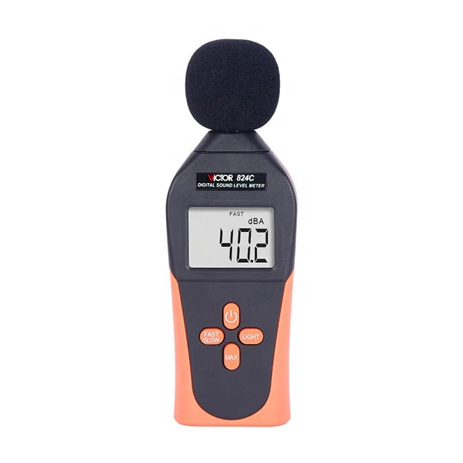 VICTOR 824C Digital sound level meter Auto range 30-130 dBA 31.5 Hz - 8.5 KHz Environment noise detector