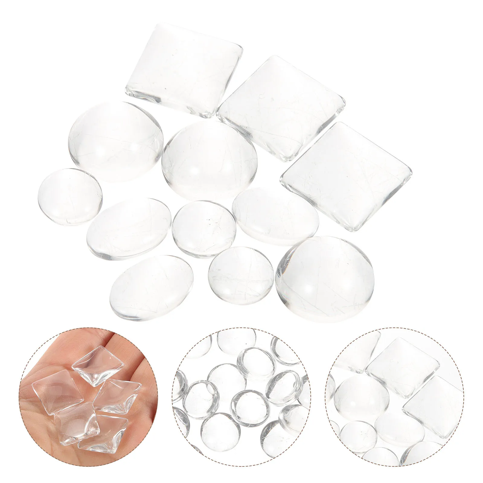 

200pcs Crystal Cover Plates Clear Glass Domes For Diy Fridge Magnets Craft Making Transparent Cabochon Multi-Use Supplies