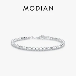 MODIAN 925 Sterling Silver Minimalist 3MM Beads Adjustable Bracelets Classic Exquisite Fine Jewelry For Women Female Accessories