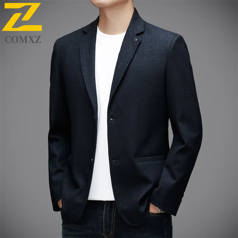 

COMXZ Мужская куртка 2025 Деловая повседневная однотонная облегающая легкая рабочая офисная одежда Уличное пальто Модная дорожная ветровка