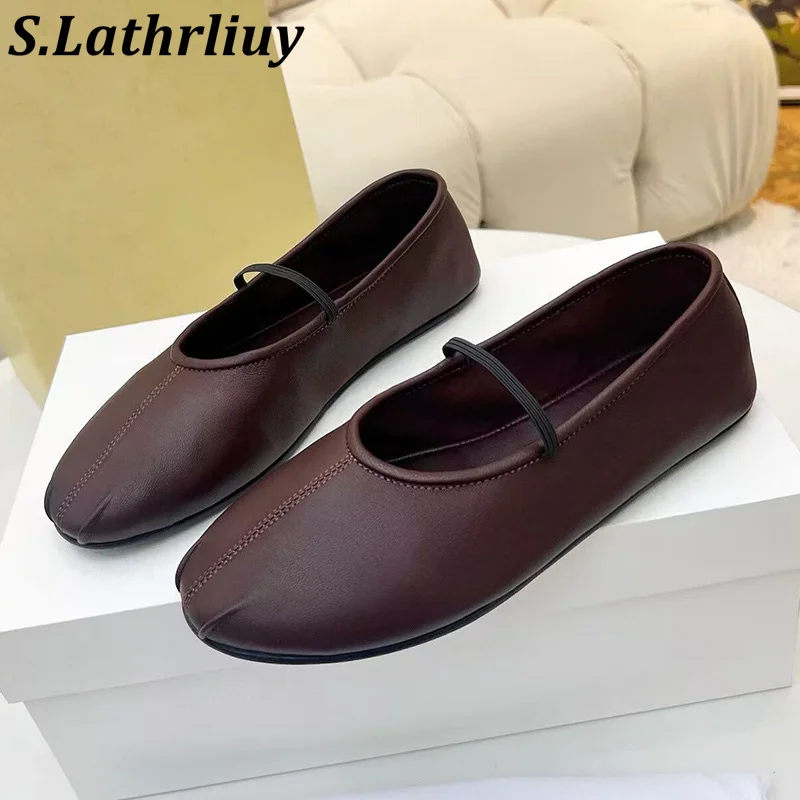 

Spring Autumn Women's Shallow Mouth Flat Shoes Solid Color Elastic Band Casual Shoes Soft Soled Ballet Shoes Vacation Shoes