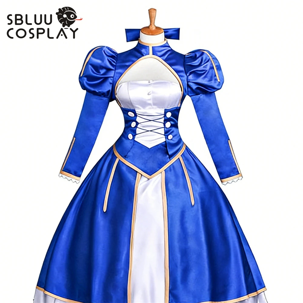

SBluuCosplay FGO Altria Pendragon Saber Cosplay Costume Blue Dress Uniform Halloween Party Custom Made