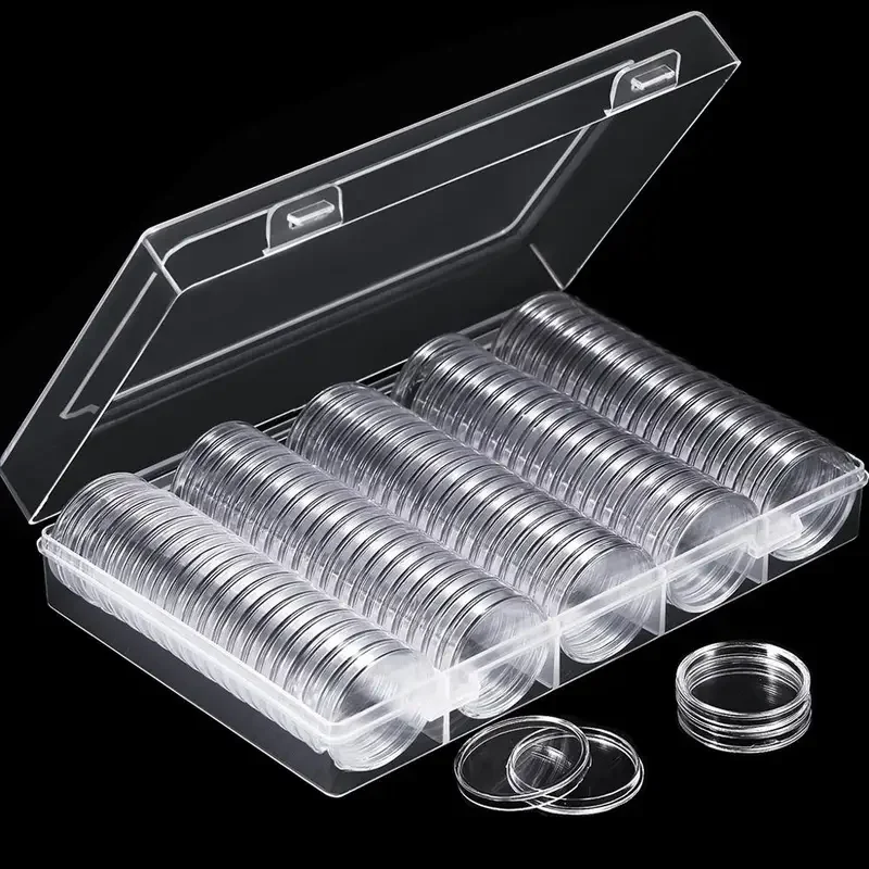 100 sztuk przezroczysty uchwyt na kapsułki na monety Case 27/30mm przezroczysty pamiątkowy kolekcjonerski schowek na monety kolekcja dostaw
