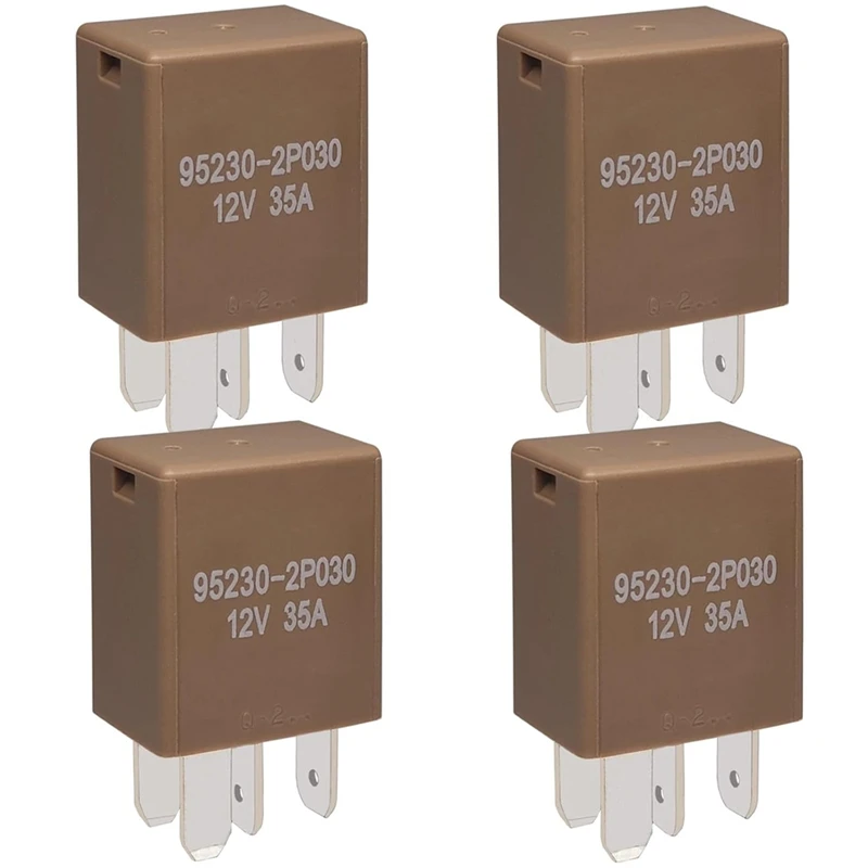 Relay 95230-2P030 (Pack Of 4), 4 Pins Multi-Purpose Power Relay 12V 35A, For Hyundai, Kia Vehicles