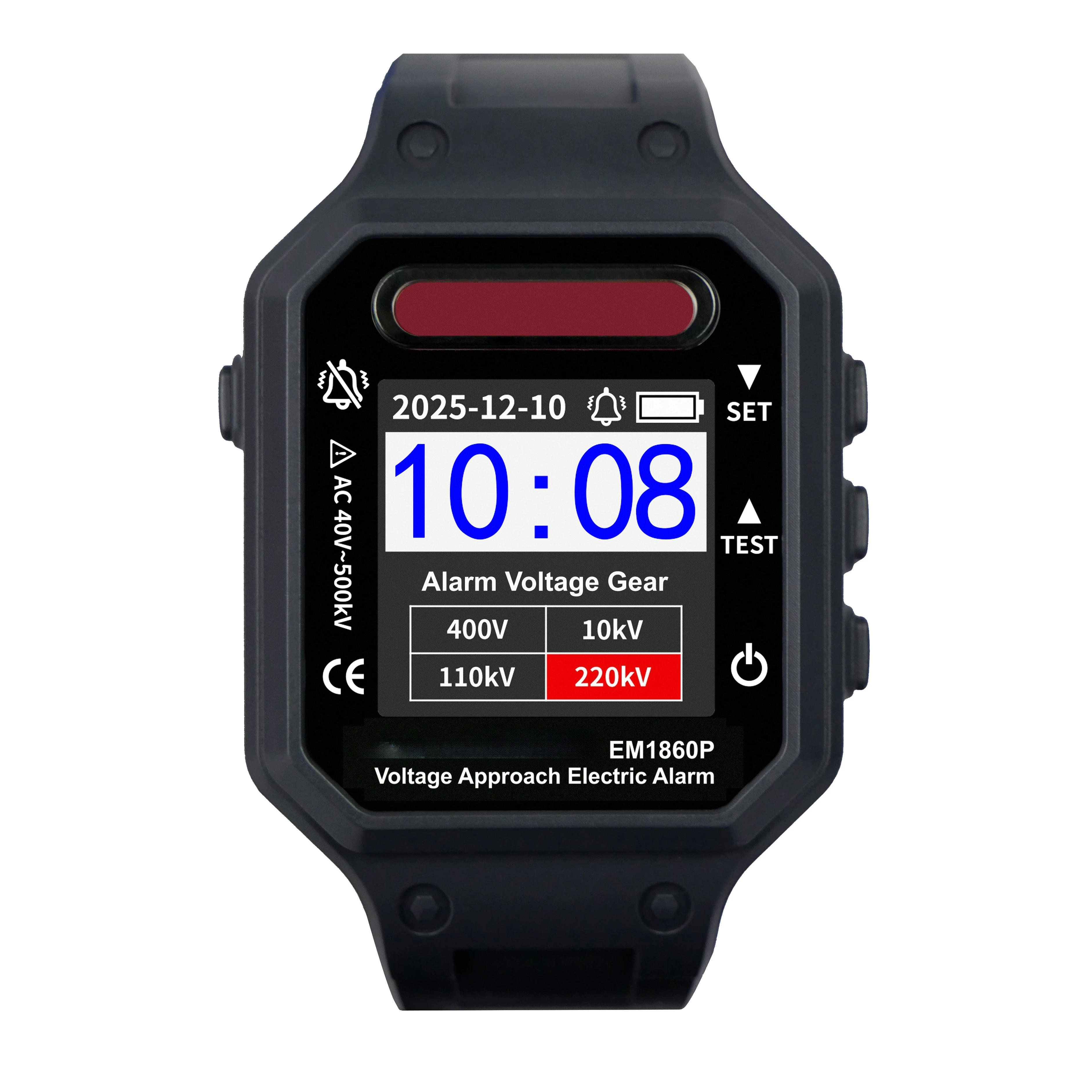 EM1860P 400V-220kV LCD Display 3 Modes Alarm Approach Electric Alarm Wrist Type H/L Voltage Proximity Alarm
