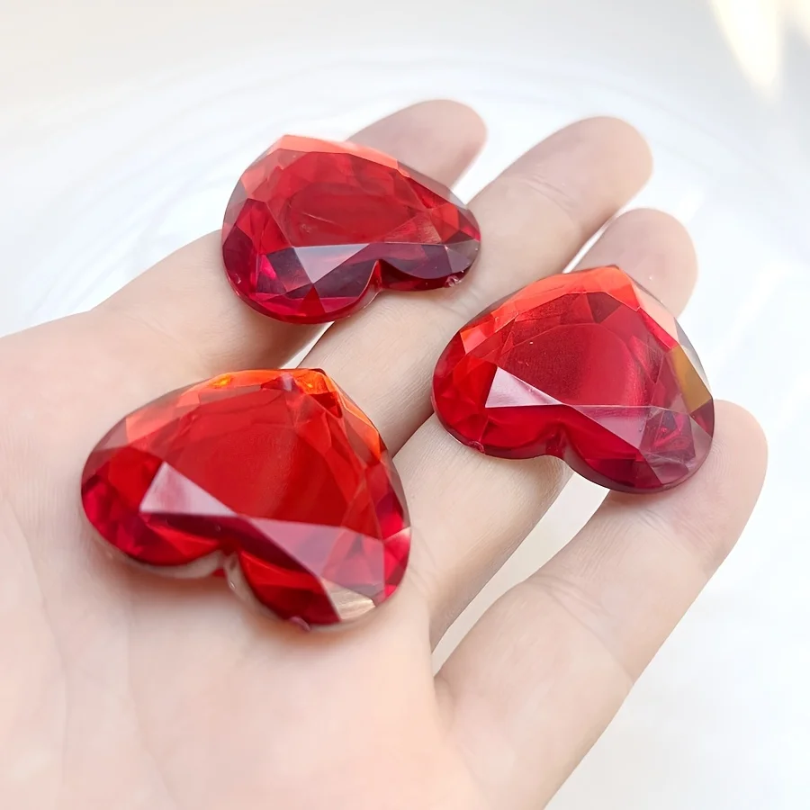35mm large heart acrylic red rhinestone suitable for jewelry-made lover gift decoration Love rhinestone scrapbook