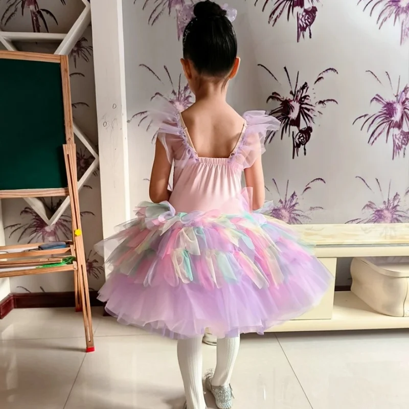 الأرجواني مطرزة الباليه توتو فستان الفتيات ملابس الرقص فستان راقصة الباليه المهنية الاطفال الحديثة الرقص حفلة الباليه زي الفتيات #6