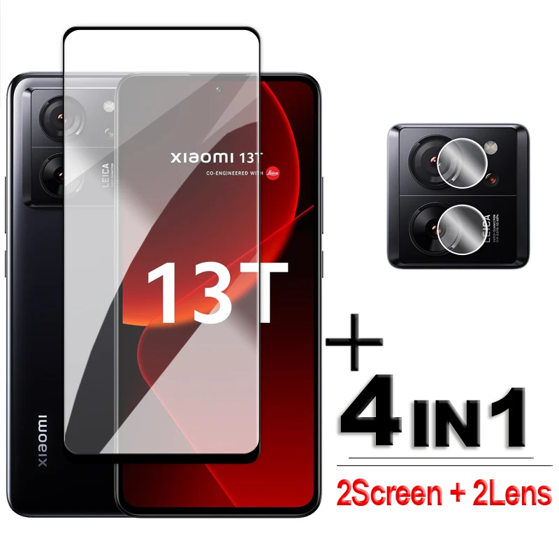 

4 в 1 закаленное стекло для Xiaomi 13T/11T/12T/13/13T Pro, защитное стекло 2.5D с полным покрытием для Xiaomi 13T, пленка для объектива