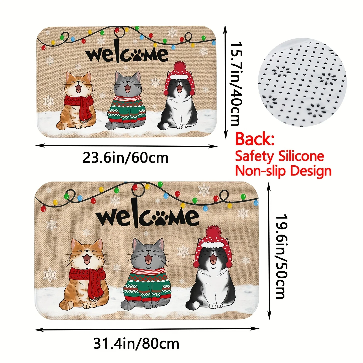 سجادة VIKAMA لعيد الميلاد، سجادة باب ترحيب قطيفة ناعمة، سجادة باب مدخل مضادة للانزلاق وماصة، ديكور منزلي لحفلات العطلات