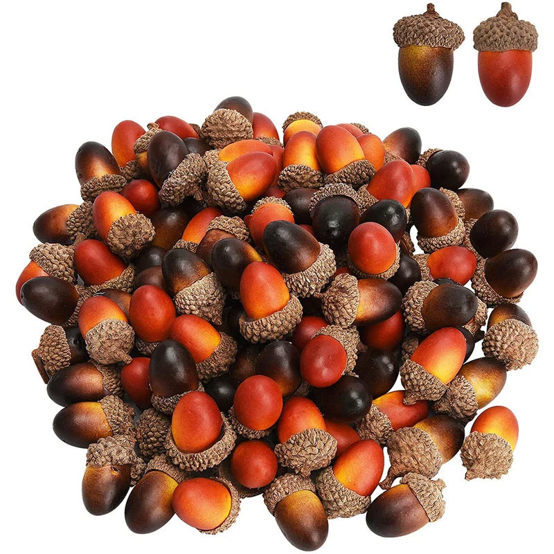 

50/100pcs Beautiful Acorns Mini Artificial Foam Fruit And Vegetables Fruits Home Wedding Christmas Tree Decoration Brown Acorn