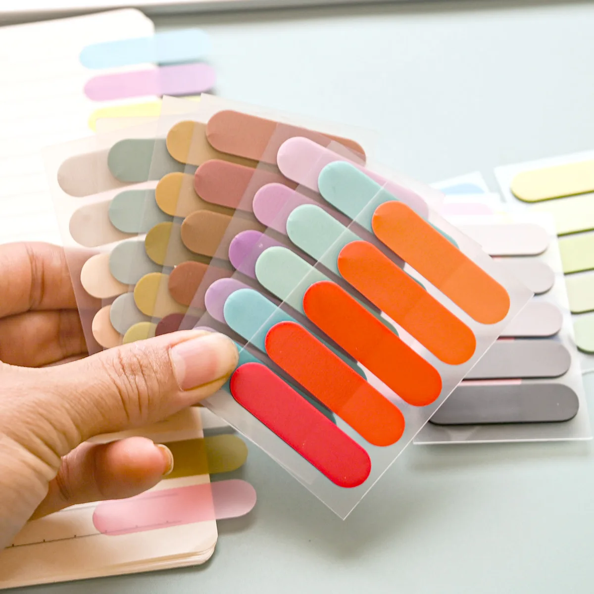 Semicircle Gradual Change Color System Pet Notes Transparent Index Stickers Take Notes with Sticky Note Stickers