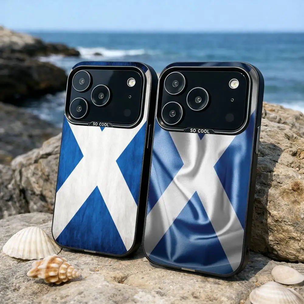 

S-Scotland Scottish Flag Phone Case For iPhone17,16,15,14,13,12,11,Pro,MAX Gray Matte Silicone Black Cover
