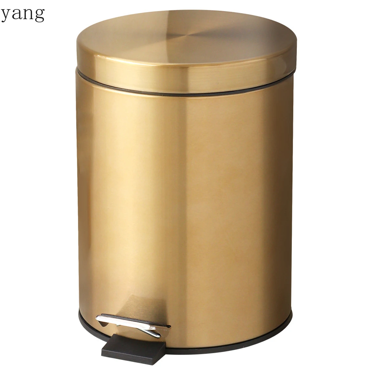 Round Cylindrical Soft-Close Small Trash Can With Foot Pedal for Bathroom and Small Space 5 Liter Brushed Stainless Steel