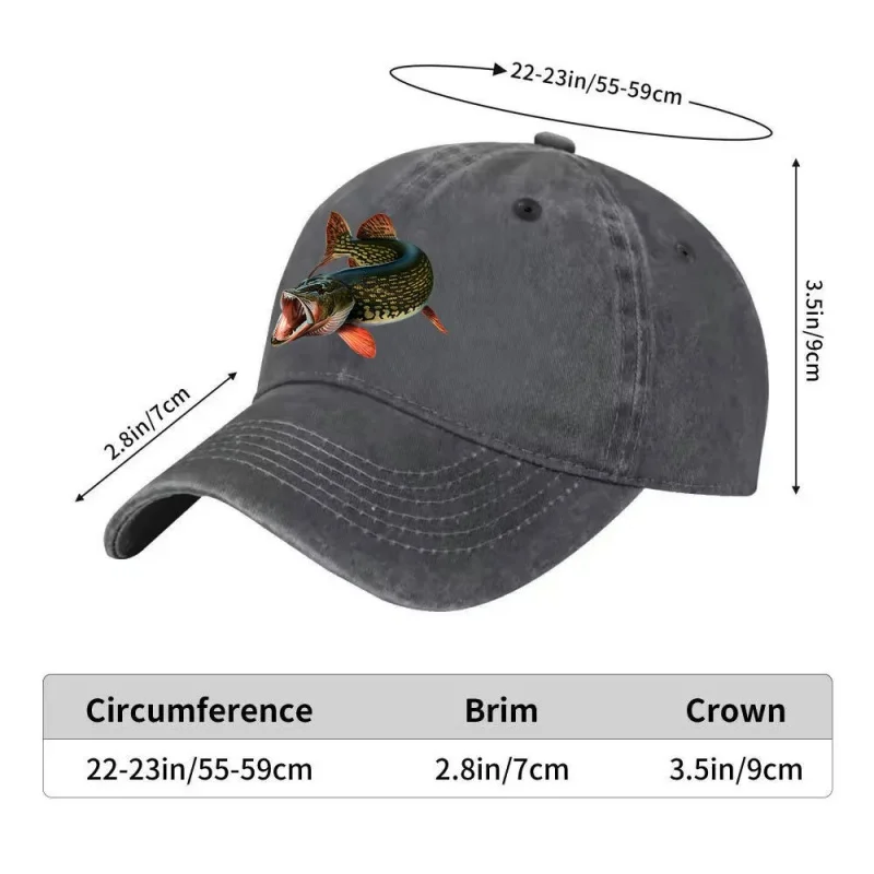 Tiger & Giant Fish Print Washed Baseball Cap Unisex Casual Hat
