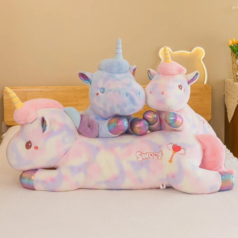 Unicórnio Kawaii Gigante Brinquedos de Pelúcia Animal Adorável, Cavalo Colorido, Almofada Longa, Boneca Macia, Casa, Decoração de Cama, Amante, Crianças, Presentes de Bebé, 60-100cm