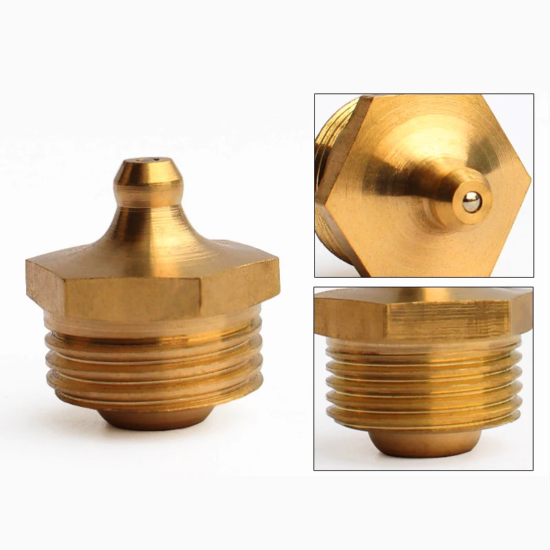 M4/M5/M6/M8/M10/M12/M14/M16 Brass Grease Nipple Fitting Mechanical Lubrication Pure Copper Butter Nozzle Curved Nozzle Oil Gun