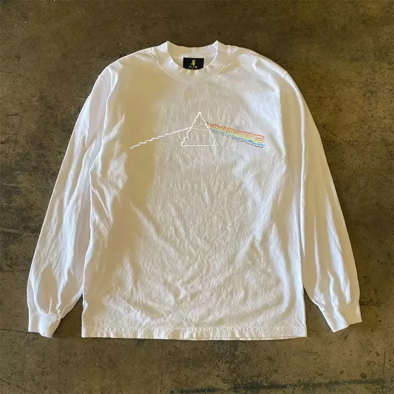 Long Sleeve 310 Pure Cotton Men's T-Shirt Upward Hero Non-Light American Style Couple's T-Shirt Youth Loose Fit Printed Tee