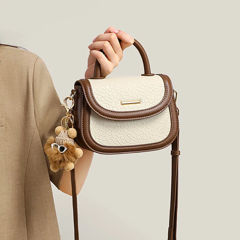 حقيبة يد نسائية صيفية بتصميم عصري حقيبة كتف جلدية أصلية فاخرة جديدة متعددة الاستخدامات حقيبة كروس نسائية ملونة متضاربة #4