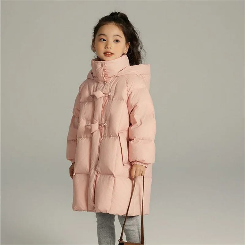 

Girls Down Coat Overcoat Jacket Windbreak Outerwear 2024 Cute Thicken Winter Warm Snowsuits Christmas Gift Children's Clothing