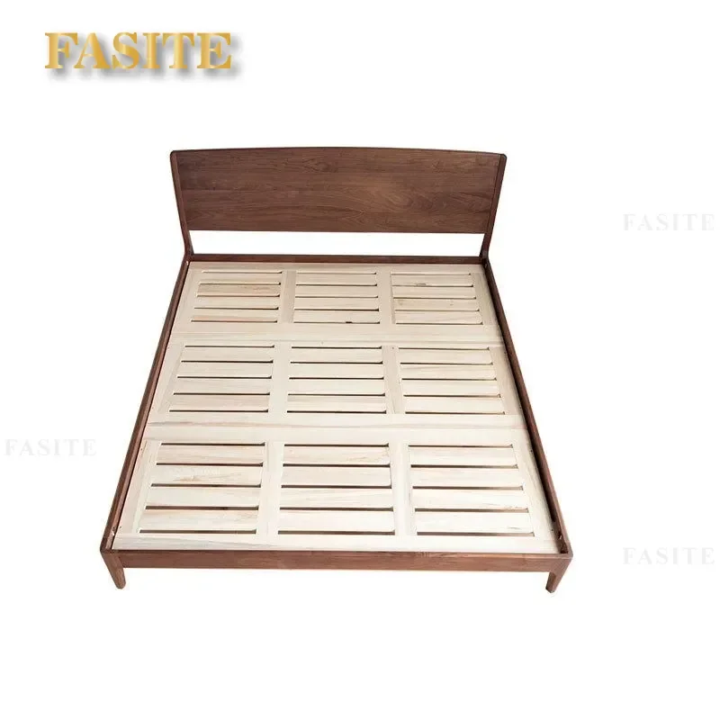 For North American Black Walnut Bed Full Solid Wood Master Bedroom 1.8m Double Nordic Simple Modern 1.5m Log Bed Durable