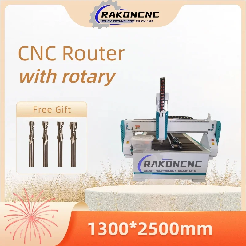 Wood Router 4*8ft' Cnc Router 1300 X 2500 Machine for Wood Engraving 1325 Woodmilling Tools with Rotary for Cylindrical Material