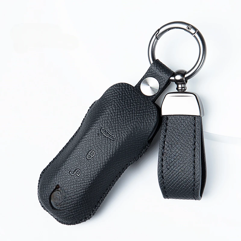 

Suitable for Porsche Panamera 718 911 Simple Style Leather Car Remote Key Case Cover Anti Scratch and Wear-resistant