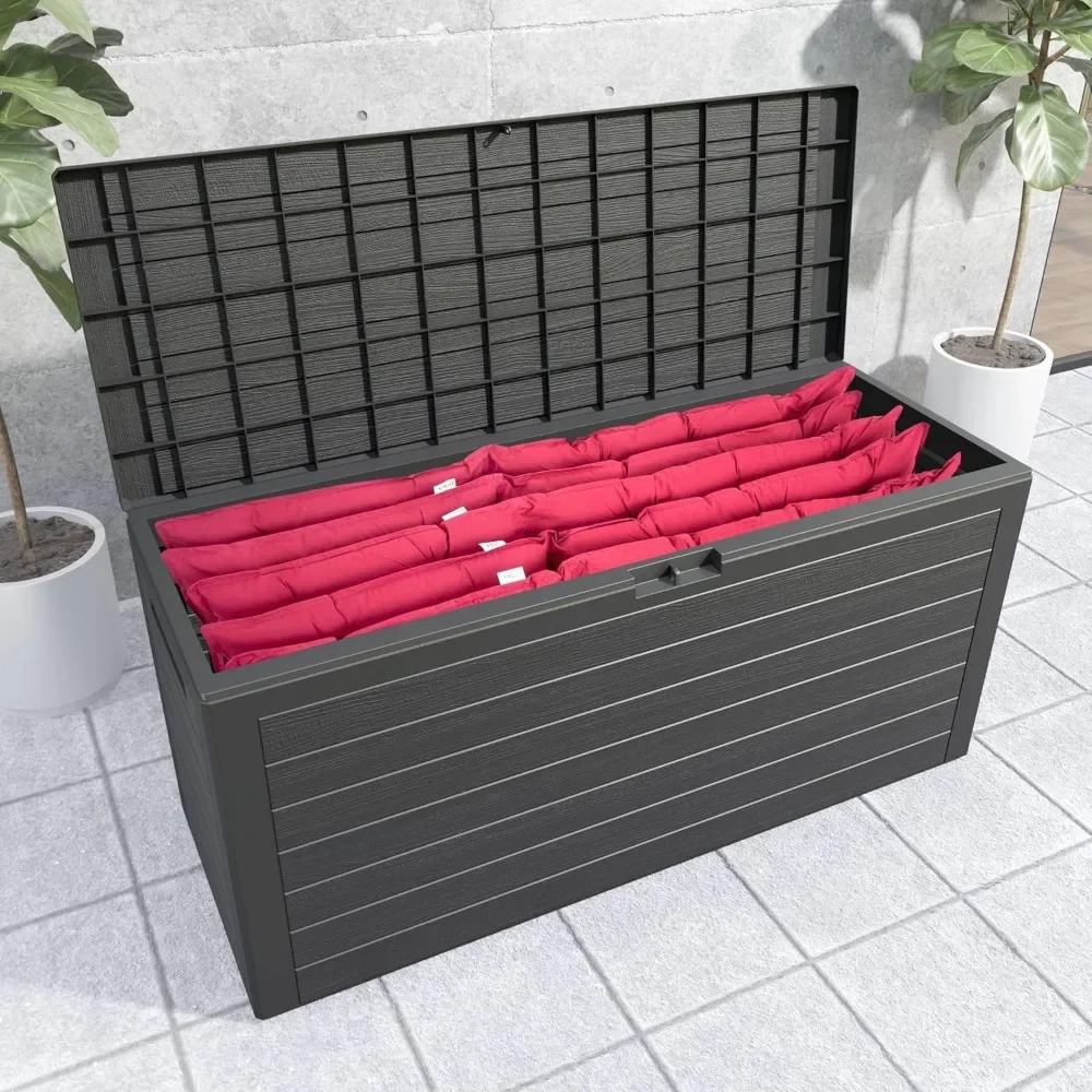 Arcon Pecho de almacenamiento para jardín al aire libre, cojín, 280L, 116 x 43 x 55 cm, antracita