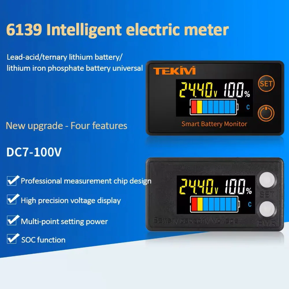 Wasserdichter LCD-Batteriekapazitätsanzeiger 8-100V Digitaler Voltmeter Batterietester für Lithium LiFePO4 Blei-Säure Motorrad Auto – Detail 19
