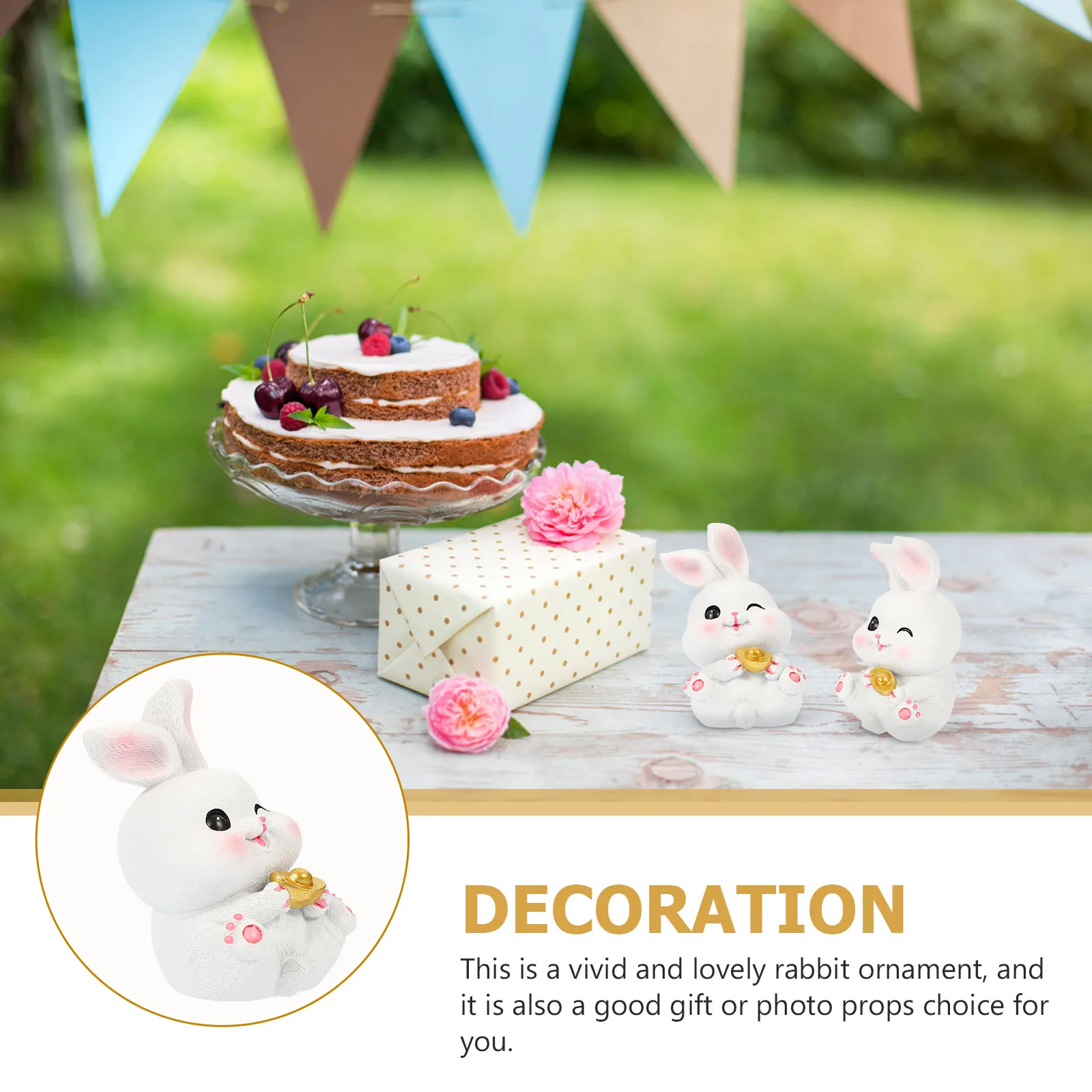 

Big Eared Ornament Resin Desktop Decor Rabbit Statue Figurine Statue Home Office Living Room Bedroom Coffee Shop