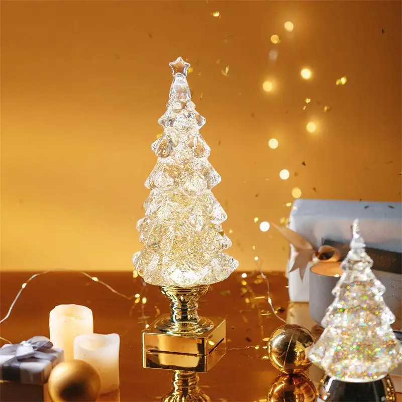 LED Light-Up Christmas Tree Crystal Ball Music Box Ornament – Festive Night Light and Christmas Tree Decor