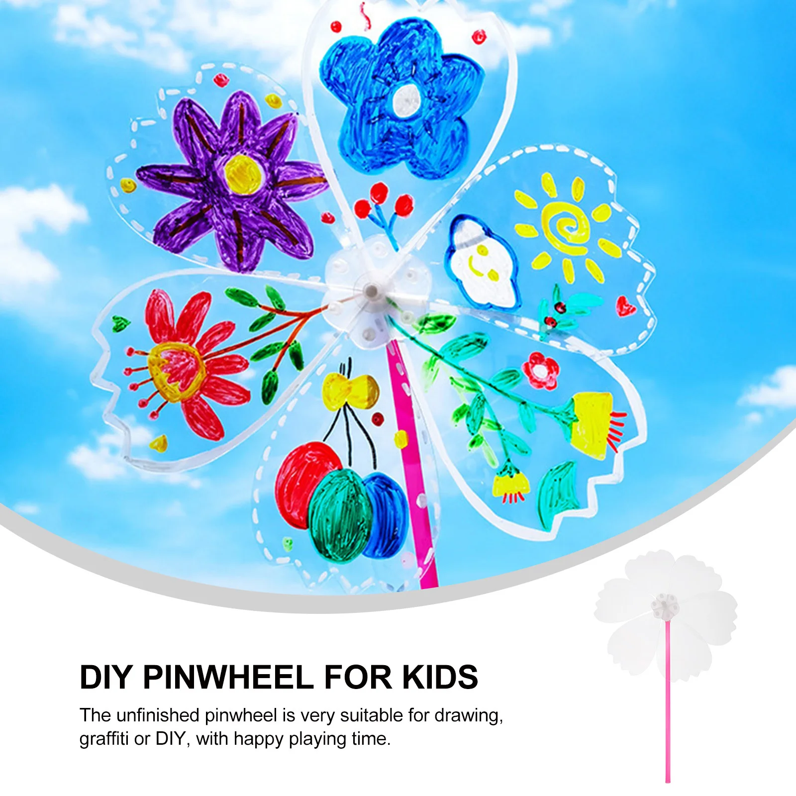

6pcs Diy Windmill Decorative Materials For Garden Balcony Park Blank Plastic Pinwheel Set For Painting Graffiti Unfinished