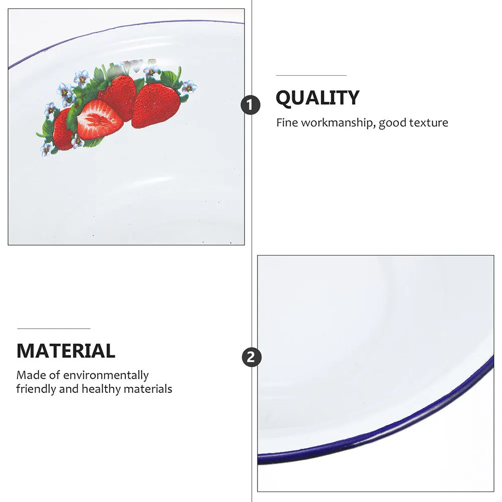 

Retro Enamel Bowl 2 Quart Vintage Style Enameled Soup Pot For Kitchen Storage Steel Ceramic Coated Serving