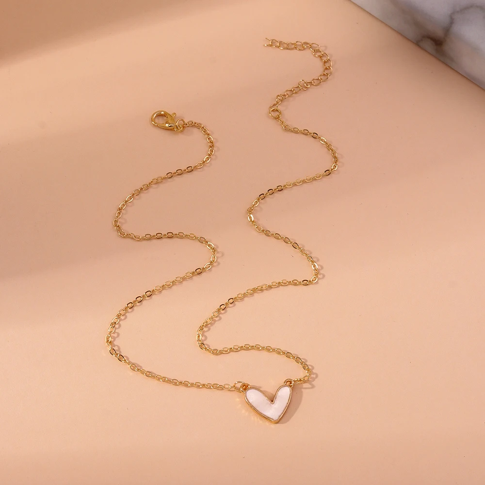 Aihua Elegante Koreanische Weiß-Rote Herz-Halsketten für Frauen und Mädchen, Schlüsselbeinkette, Valentinstag-Schmuckgeschenke – Detail 6