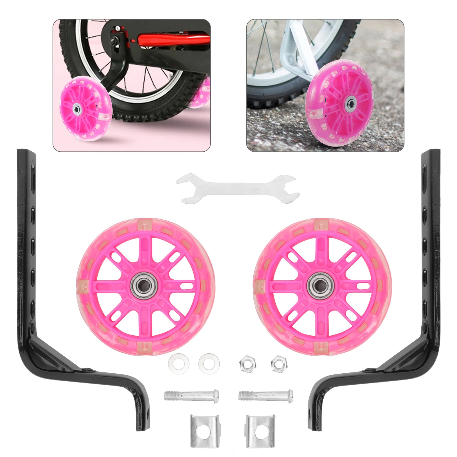 

2pcs Bicycle Glowing Kids Bike Balance Wheels 12-20 Inch Sturdy Training Wheels For Children Bikes Mute Wheel Replacements Easy