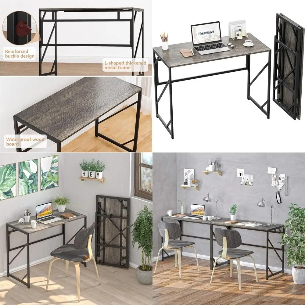 

Compact Folding Computer Desk for Home Office, Space-Saving Foldable Desk for Small Spaces