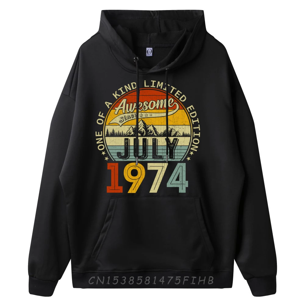 49 Yr Old Awesome Since July Limited Edition 1974 49th Bday Graphic Sweatshirts Men Polyester Fiber Mens Designer Clothes