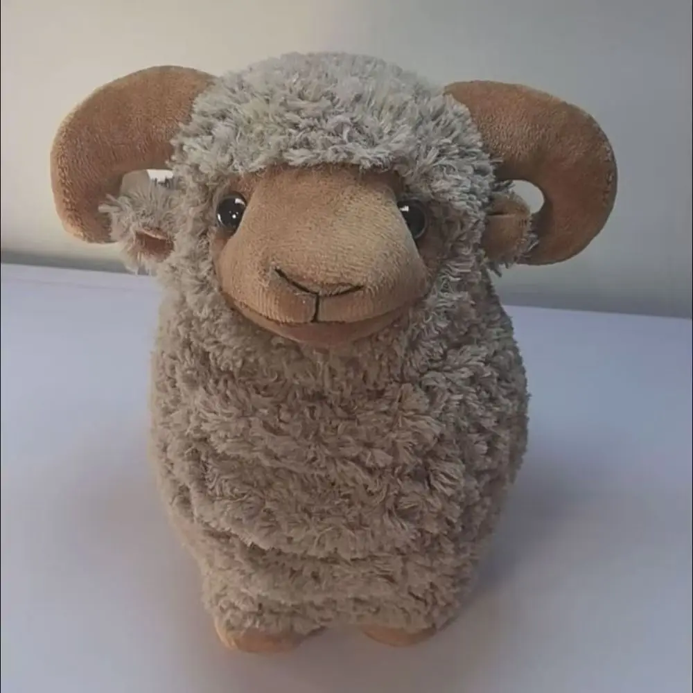 Muñeco de peluche de cabra para bebé con cuernos grandes, 25/35cm, oveja esponjosa, juguetes de peluche de algodón PP, llavero de cabra para bebé, regalo para niños
