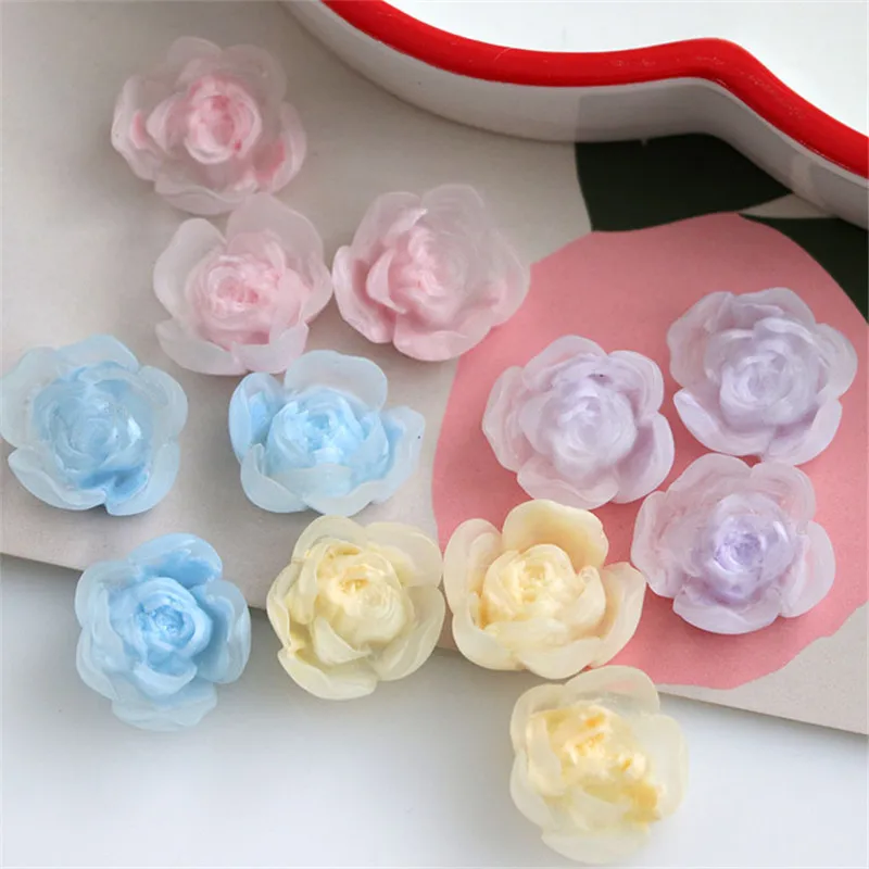 

Wholesale 100pcs/lot 18mm color print cartoon camellia shape resin flowers beads diy jewelry earring/hair accessory