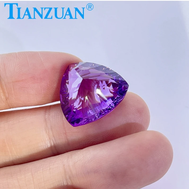 17.02ct Ametista Natural Vívida Cor Roxa Forma Trilhão Corte Brilhante Pedra Gema Solta com Certificação GRC