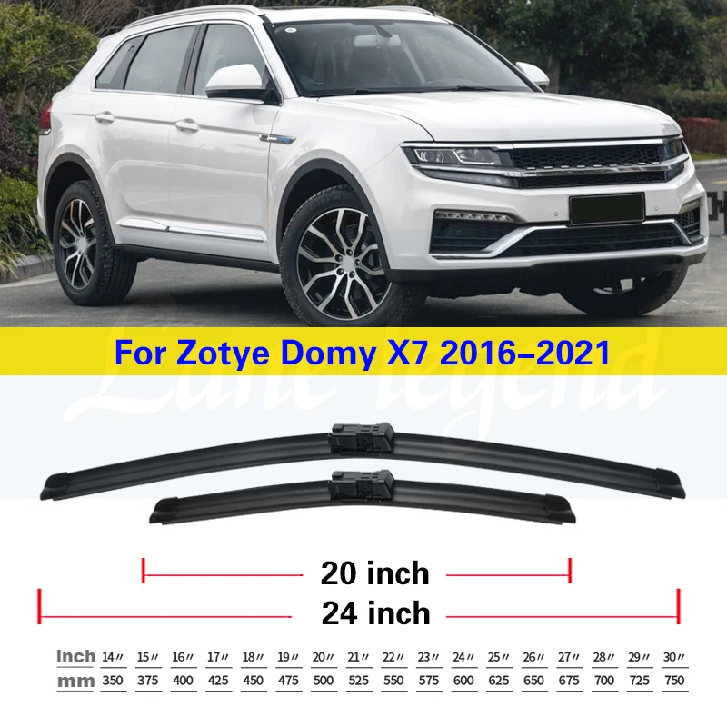 Lâminas de limpador dianteiro para Zotye Domy X7, pára-brisas, janela limpa, escovas de chuva para carros, 2016, 2017, 2018, 2019, 2020, 2021