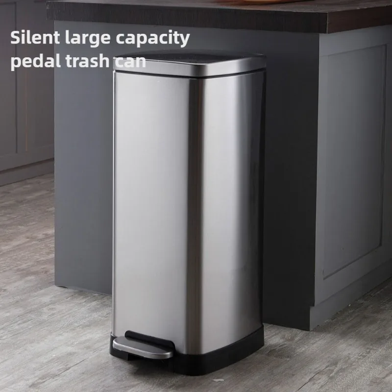 

Large Living Room Trash Can 20L 30L Stainless Steel Trash Can Kitchen Bathroom Accessories Modern Household Merchandises