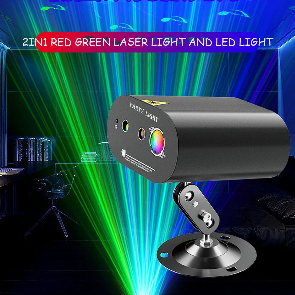 DI Disco Party Light Stage Red Green Laser Light LED Strobe Light Sound Activated Remote Control Auto Light for Christmas Club