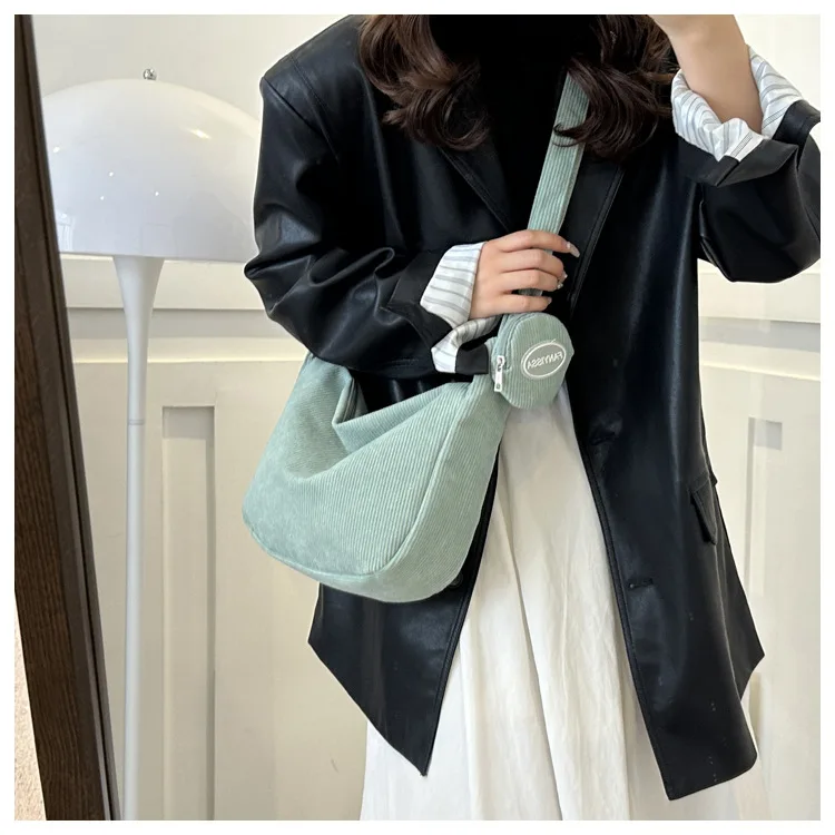2026 Neue Schultertasche für Damen, Ins-Stil, Japanischer Cord, für Studenten und Pendler, Vielseitige Große Umhängetasche – Detail 18