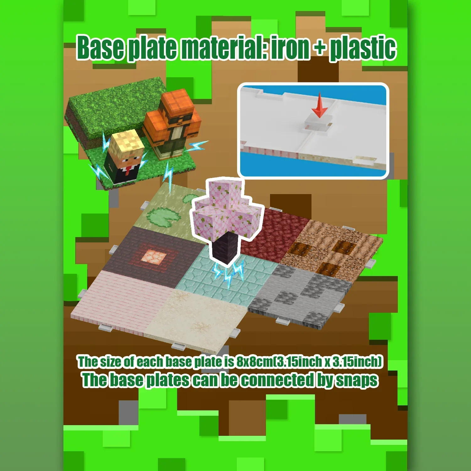 Blocos de construção magnéticos meu mundo conjunto de cubo magnético para menino menina criança idade 3 + diy estilo pixel modelo placa base haste brinquedo placa base
