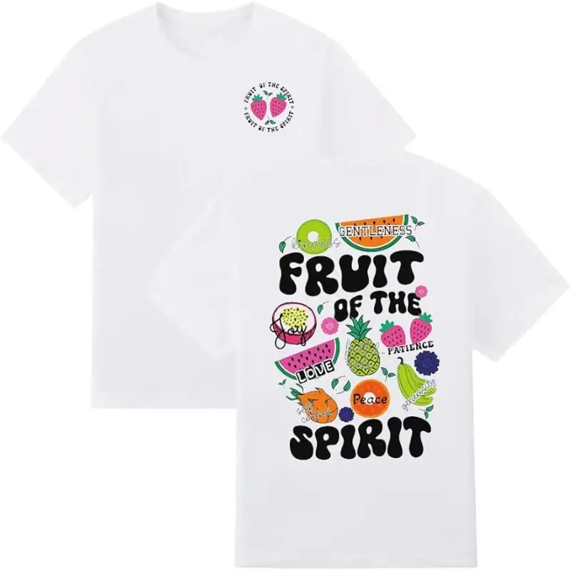 

Fruit of the Holy Spirit T-shirt Christian Faith Shirt Jesus God Lover Printed T Shirts For Women Short Sleeve Tees Clothing