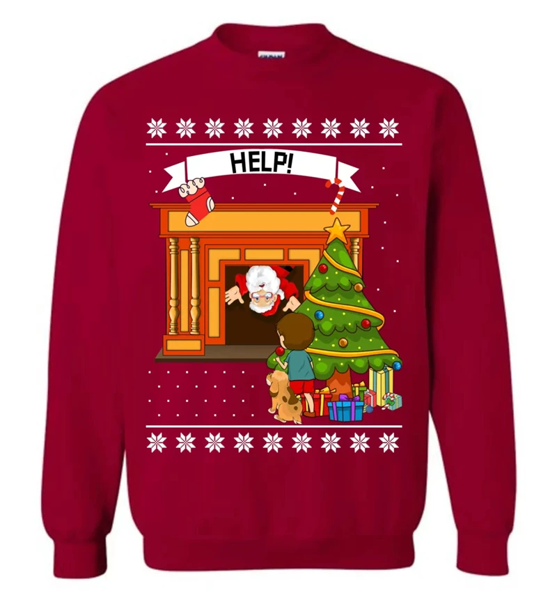 Funny Stuck Santa Ugly Christmas Sweater For Men Fashion Holiday Xmas 3D Printed Kids Sweatshirt Casual Harajuku Pullovers Tops